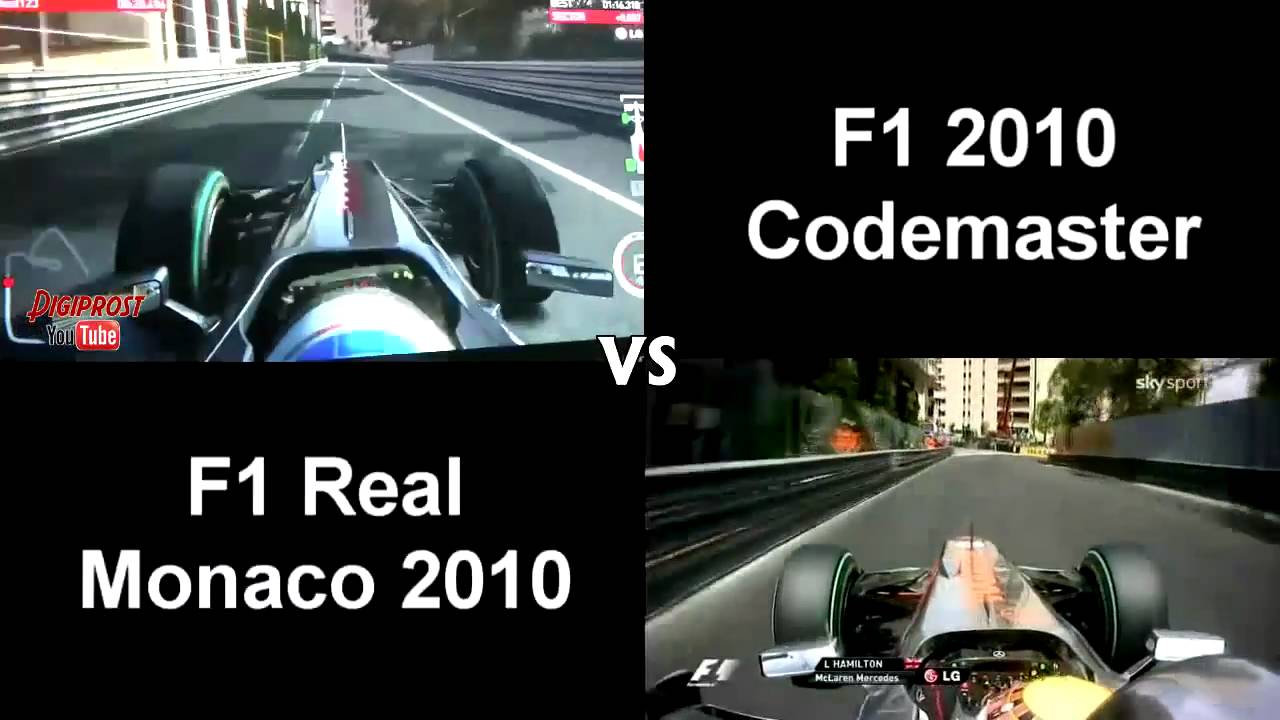 F1 2010 video - Monaco pärismaailm vs mäng