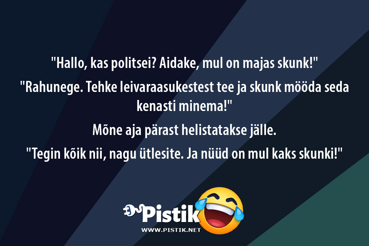  Hallo, kas politsei? Aidake, mul on majas skunk! ...