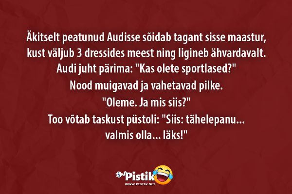 Äkitselt peatunud Audisse sõidab tagant sisse maastur, ...