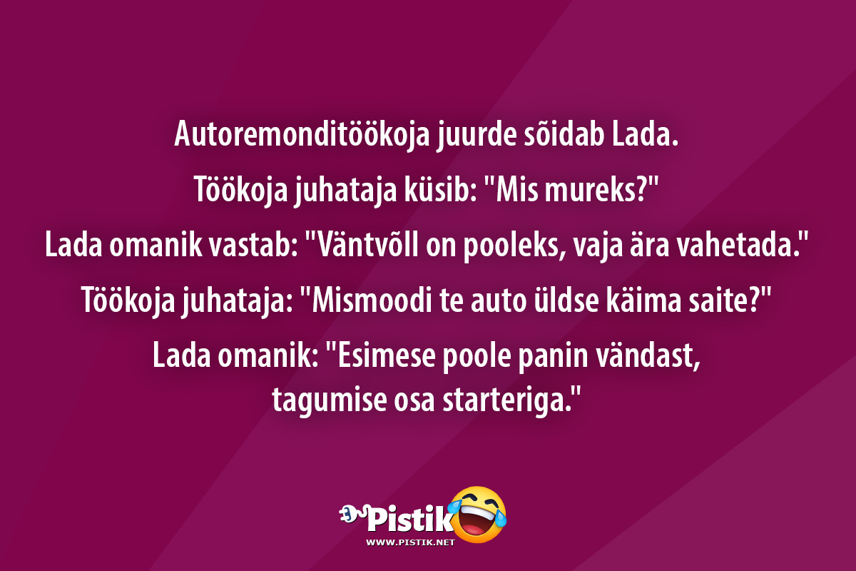 Autoremonditöökoja juurde sõidab Lada.Töökoja juh ...