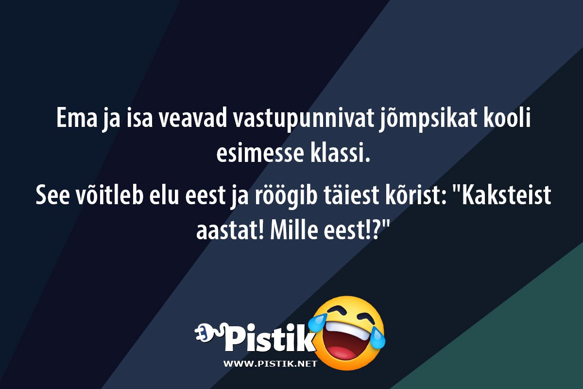 Ema ja isa veavad vastupunnivat jõmpsikat kooli esimess ...