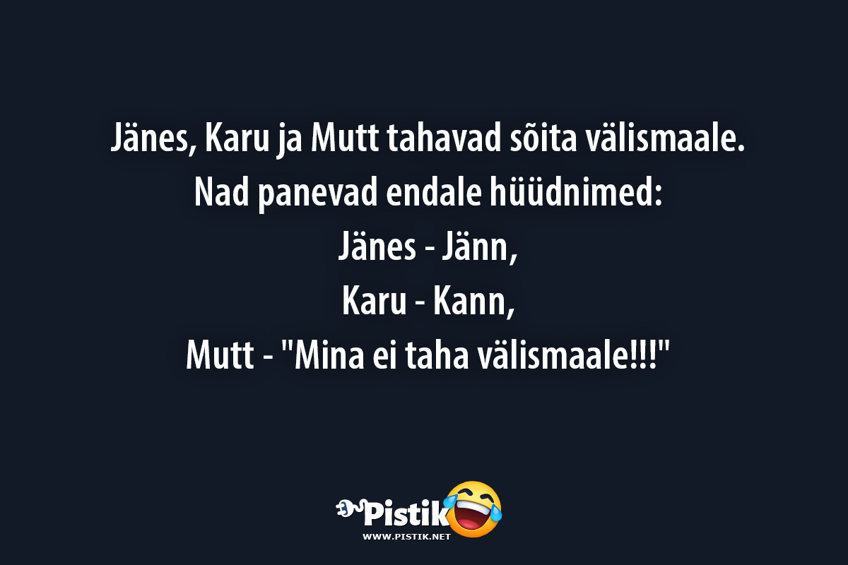 Jänes, Karu ja Mutt tahavad sõita välismaale.Nad ...