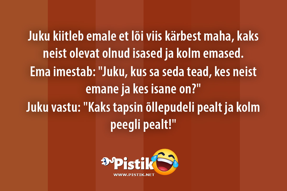 Juku kiitleb emale et lõi viis kärbest maha, kaks neist ...