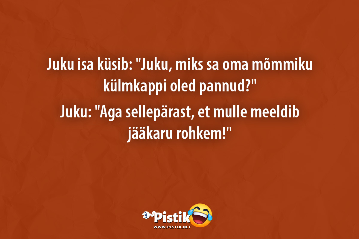Juku isa küsib: Juku, miks sa oma mõmmiku külmkappi ol ...