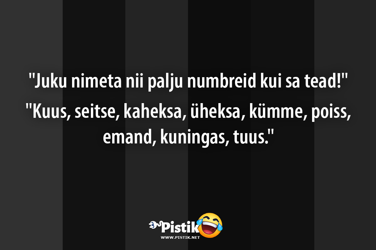  Juku nimeta nii palju numbreid kui sa tead! Kuu ...