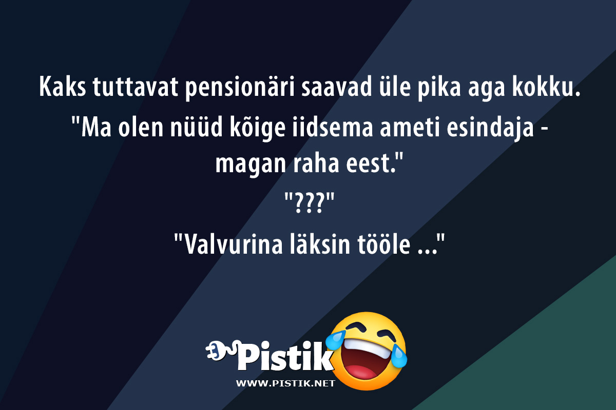 Kaks tuttavat pensionäri saavad üle pika aga kokku. ...