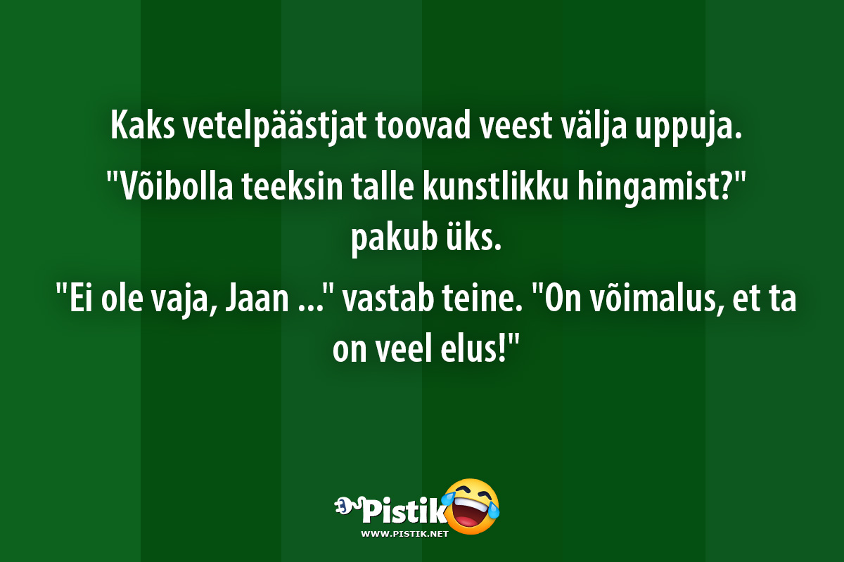 Kaks vetelpäästjat toovad veest välja uppuja. Või ...