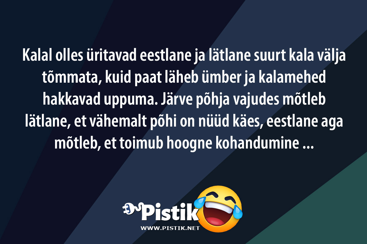 Kalal olles üritavad eestlane ja lätlane suurt kala väl ...