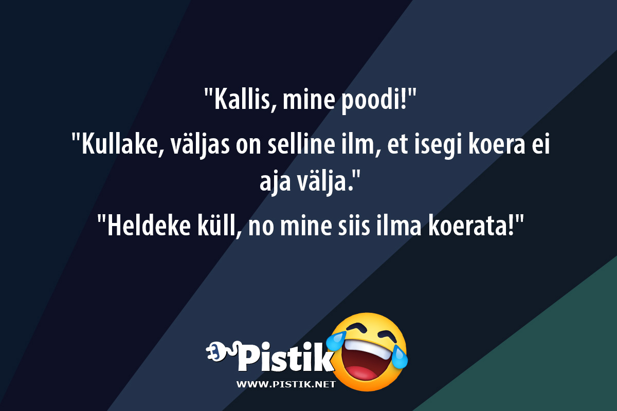  Kallis, mine poodi! Kullake, väljas on selline ...