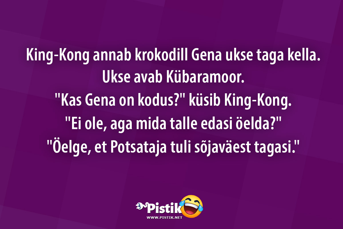 King-Kong annab krokodill Gena ukse taga kella. Ukse av ...