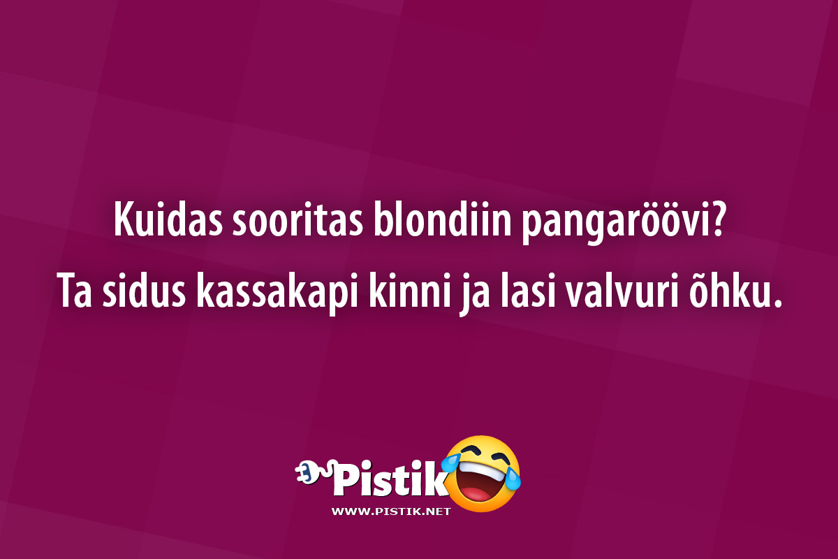 Kuidas sooritas blondiin pangaröövi?Ta sidus kass ...