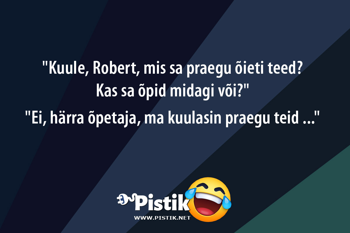  Kuule, Robert, mis sa praegu õieti teed? Kas sa õpid m ...