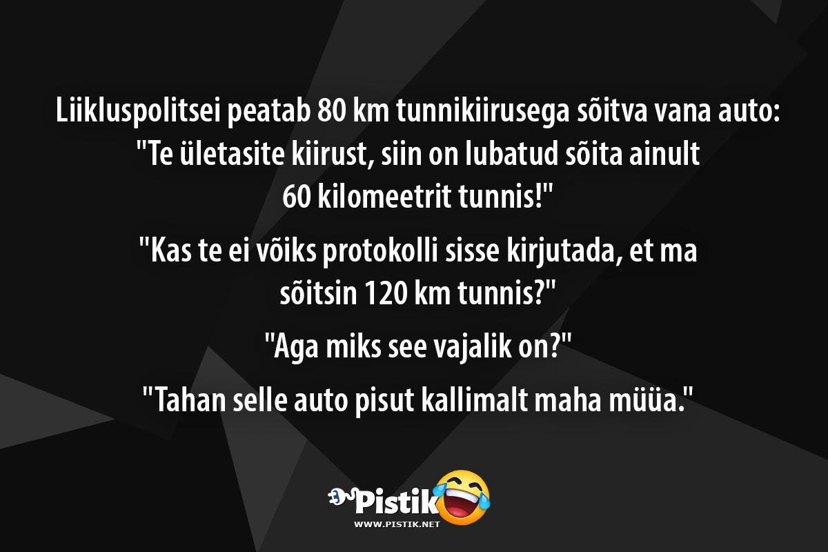 Liikluspolitsei peatab 80 km tunnikiirusega sõitva vana ...