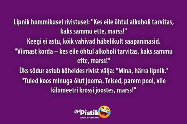Lipnik hommikusel rivistusel: Kes eile õhtul alkoholi ...