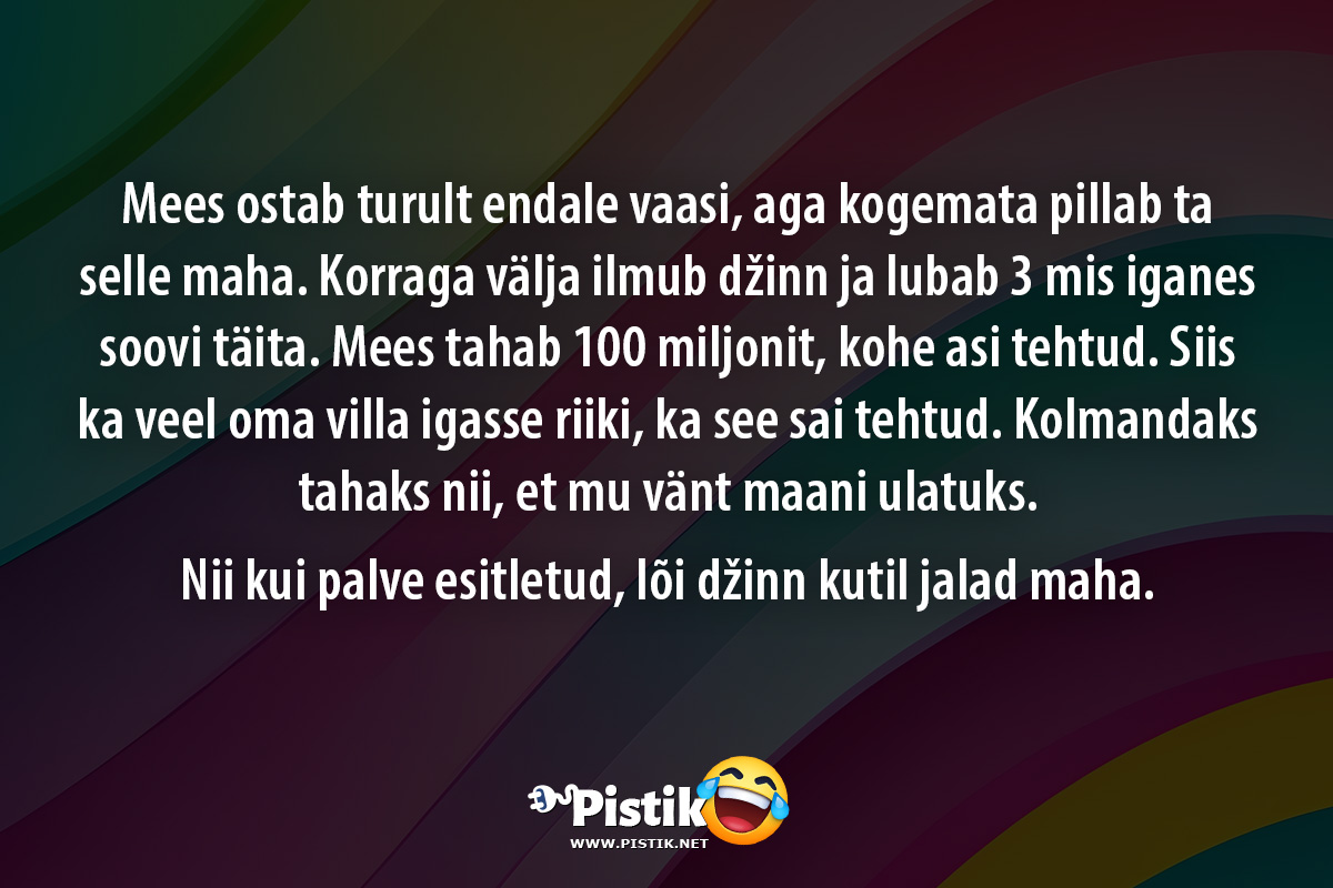 Mees ostab turult endale vaasi, aga kogemata pillab ta ...
