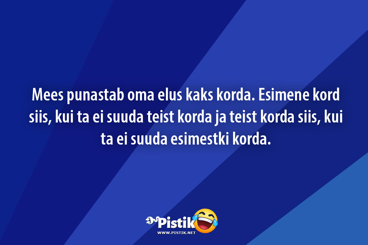 Mees punastab oma elus kaks korda. Esimene kord siis, k ...