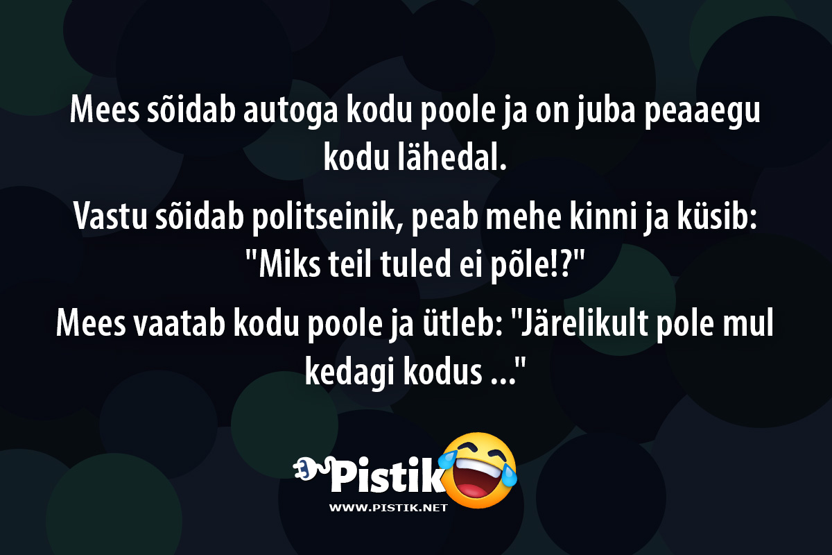 Mees sõidab autoga kodu poole ja on juba peaaegu kodu l ...