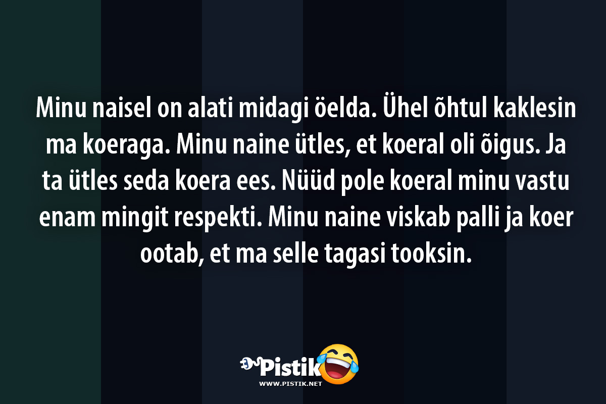 Minu naisel on alati midagi öelda. Ühel õhtul kaklesin ...