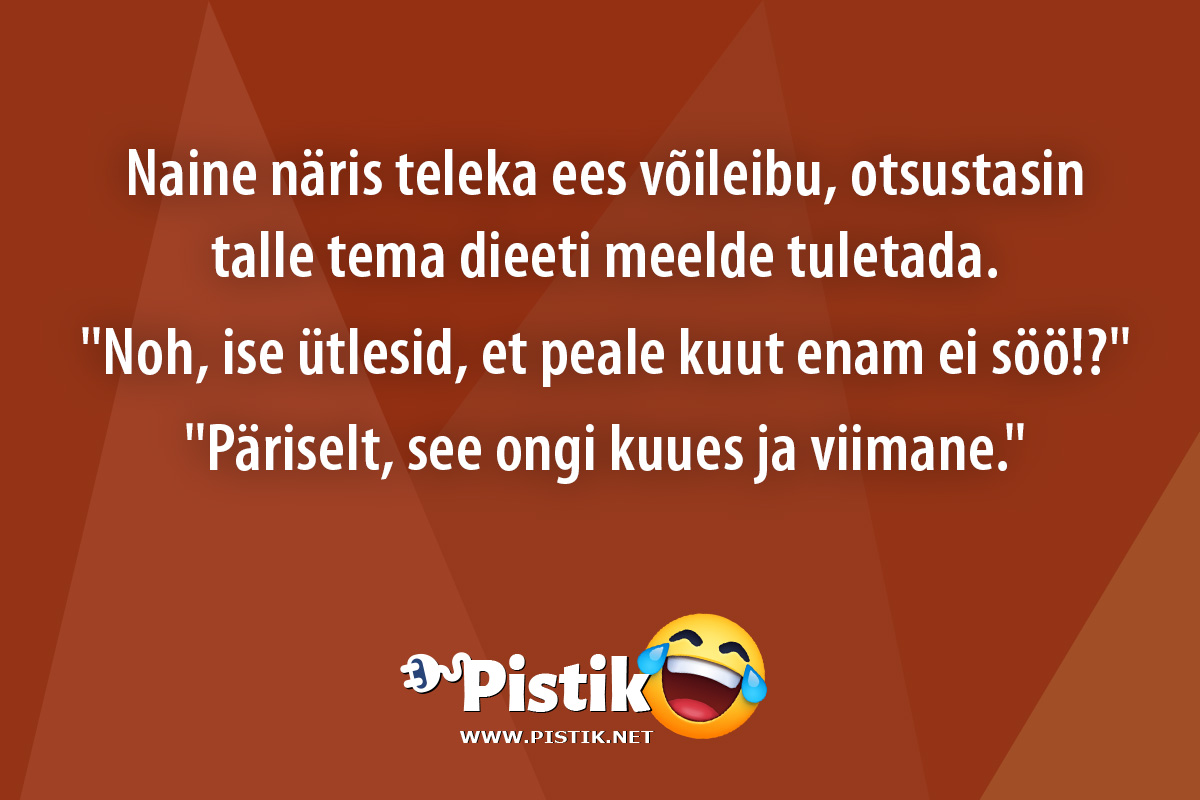 Naine näris teleka ees võileibu, otsustasin talle tema ...