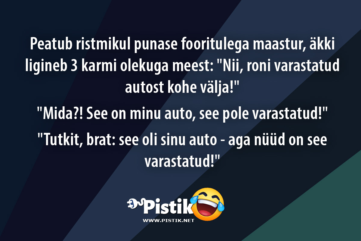 Peatub ristmikul punase fooritulega maastur, äkki ligin ...