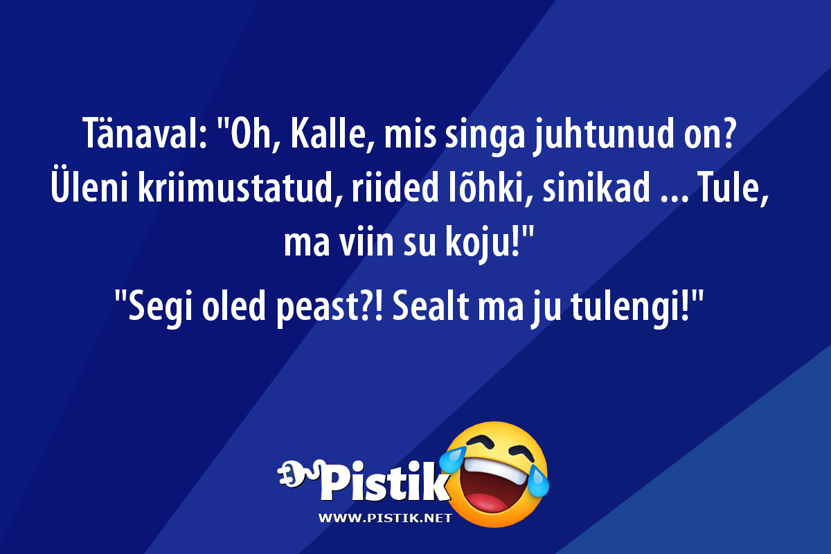 Tänaval: Oh, Kalle, mis singa juhtunud on? Üleni kriim ...