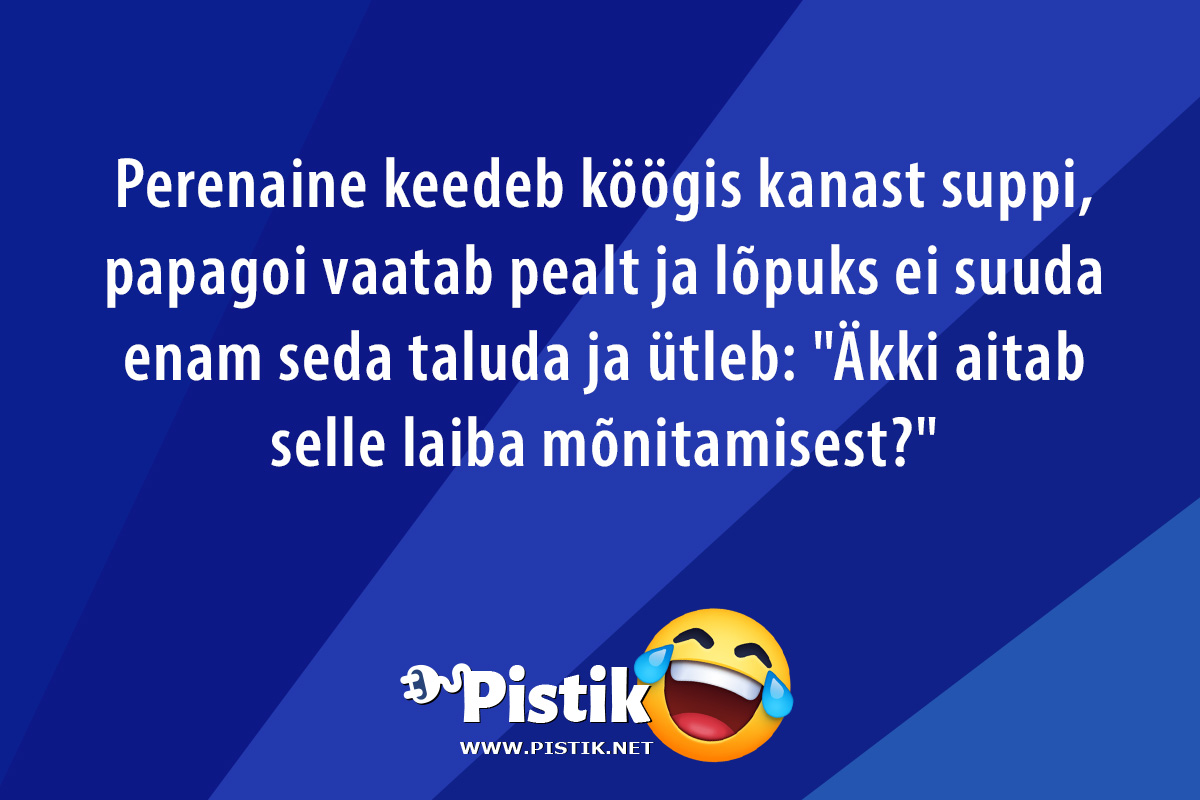 Perenaine keedeb köögis kanast suppi, papagoi vaatab pe ...