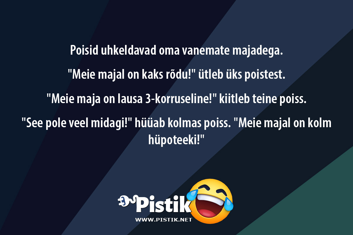 Poisid uhkeldavad oma vanemate majadega. Meie maj ...