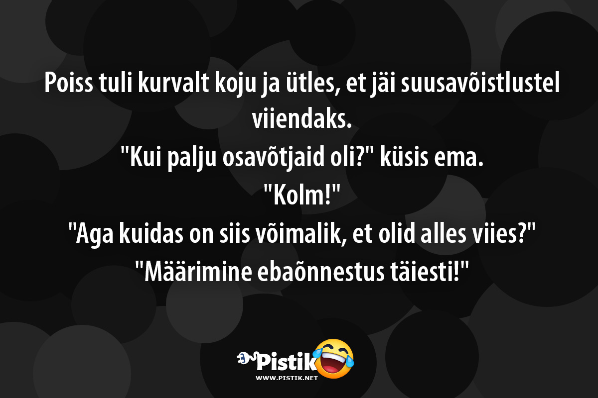 Poiss tuli kurvalt koju ja ütles, et jäi suusavõistlust ...