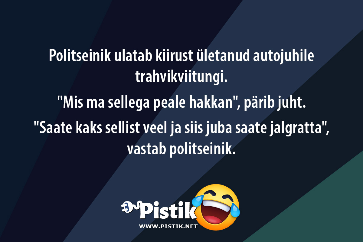 Politseinik ulatab kiirust ületanud autojuhile trahvikv ...