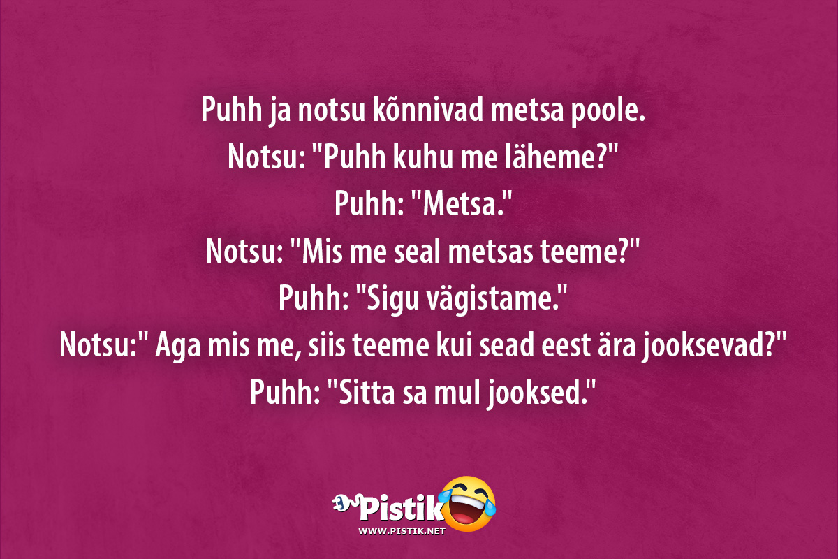 Puhh ja notsu kõnnivad metsa poole.Notsu: Puhh k ...