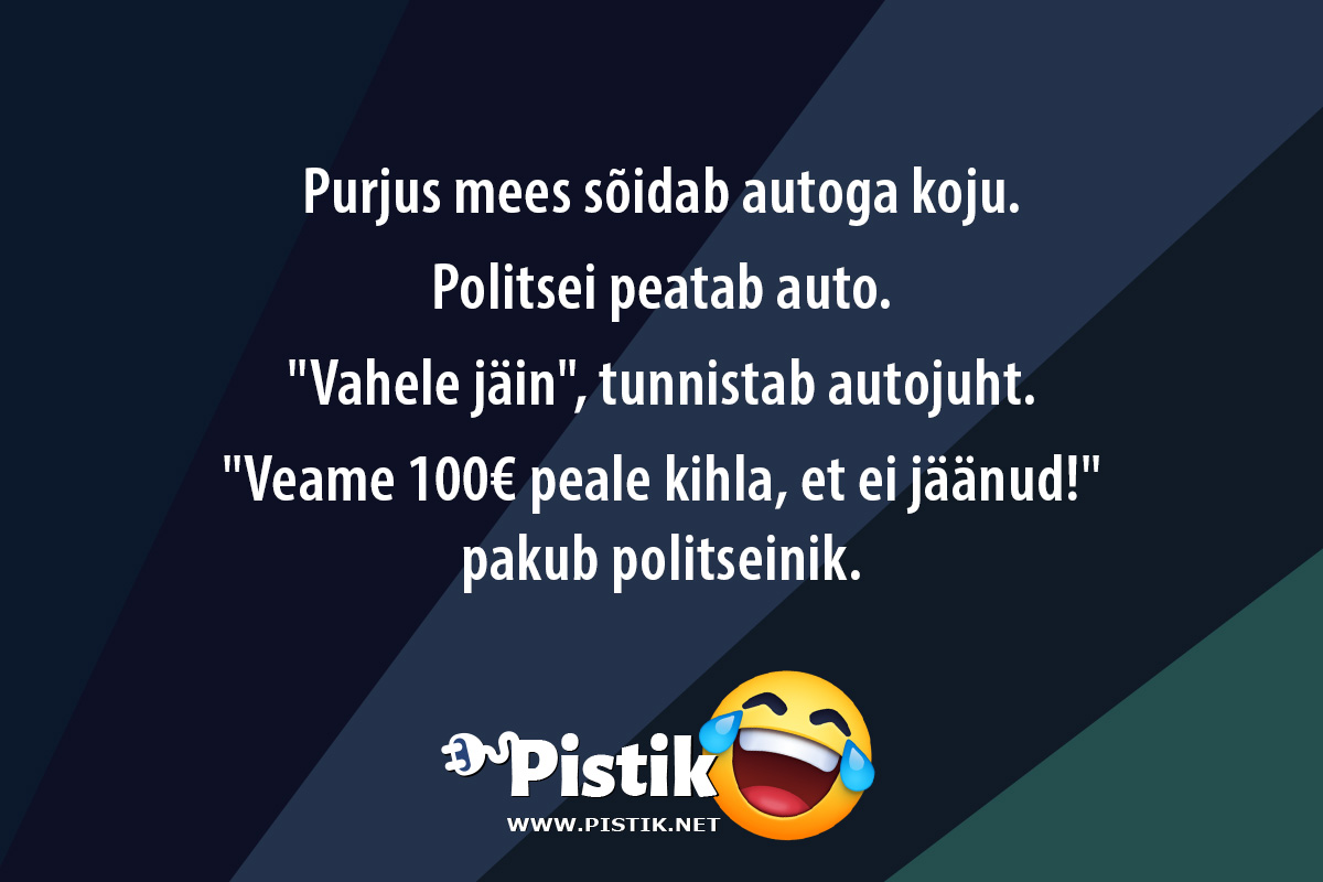 Purjus mees sõidab autoga koju.Politsei peatab au ...