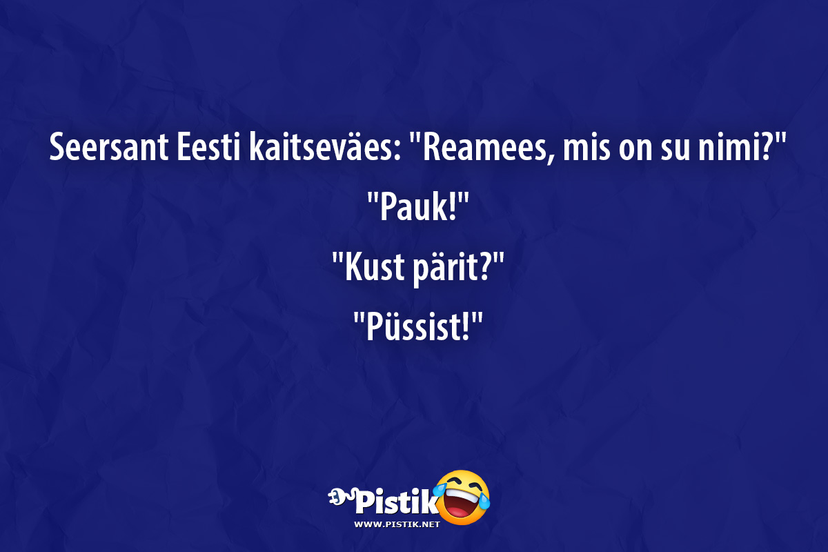 Seersant Eesti kaitseväes: Reamees, mis on su nimi? ...