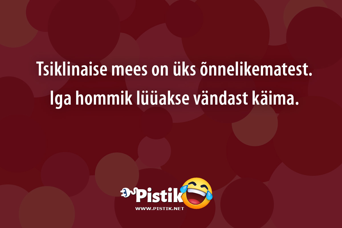 Tsiklinaise mees on üks õnnelikematest.Iga hommik ...