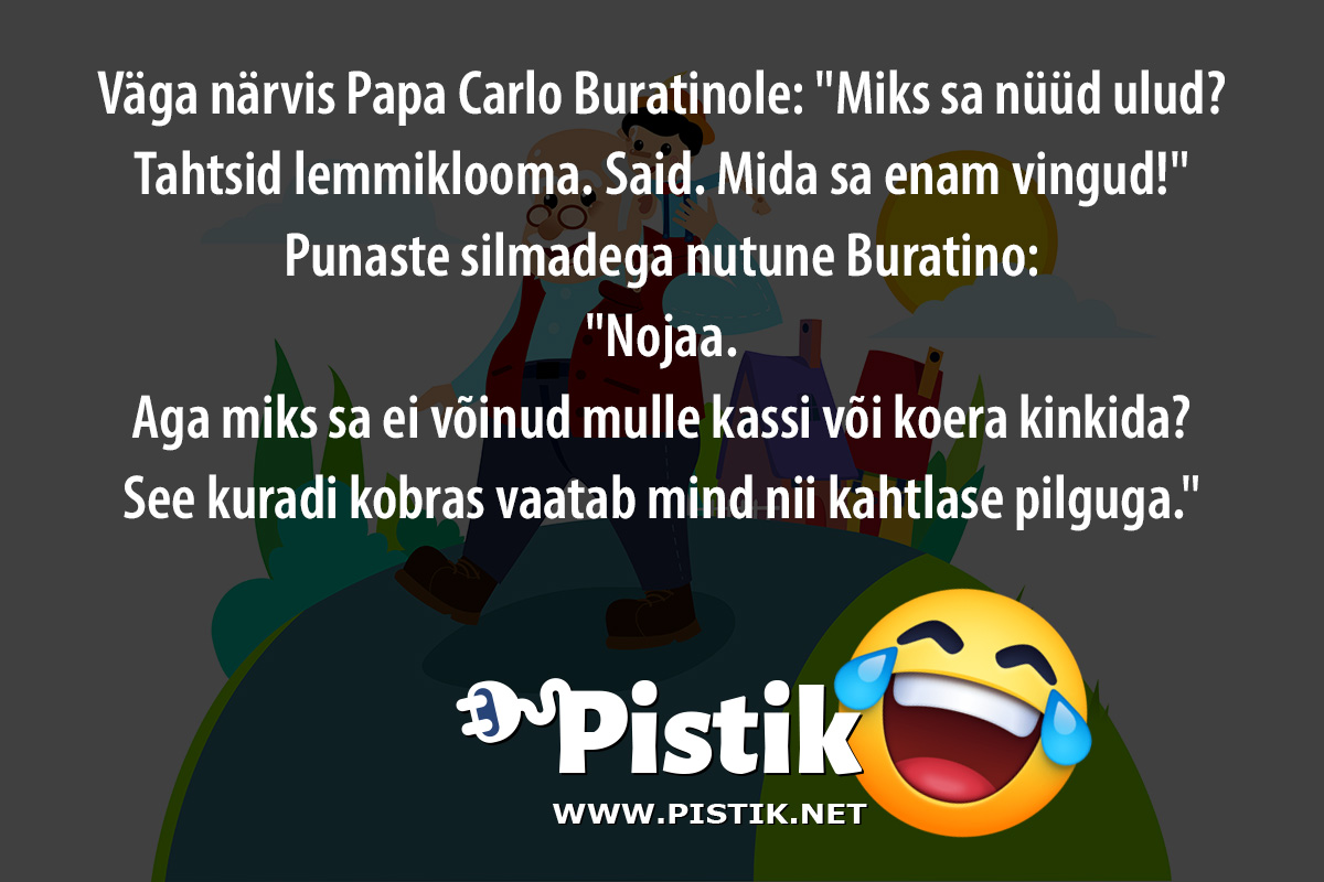 Väga närvis Papa Carlo Buratinole: Miks sa nüüd ulud? ...