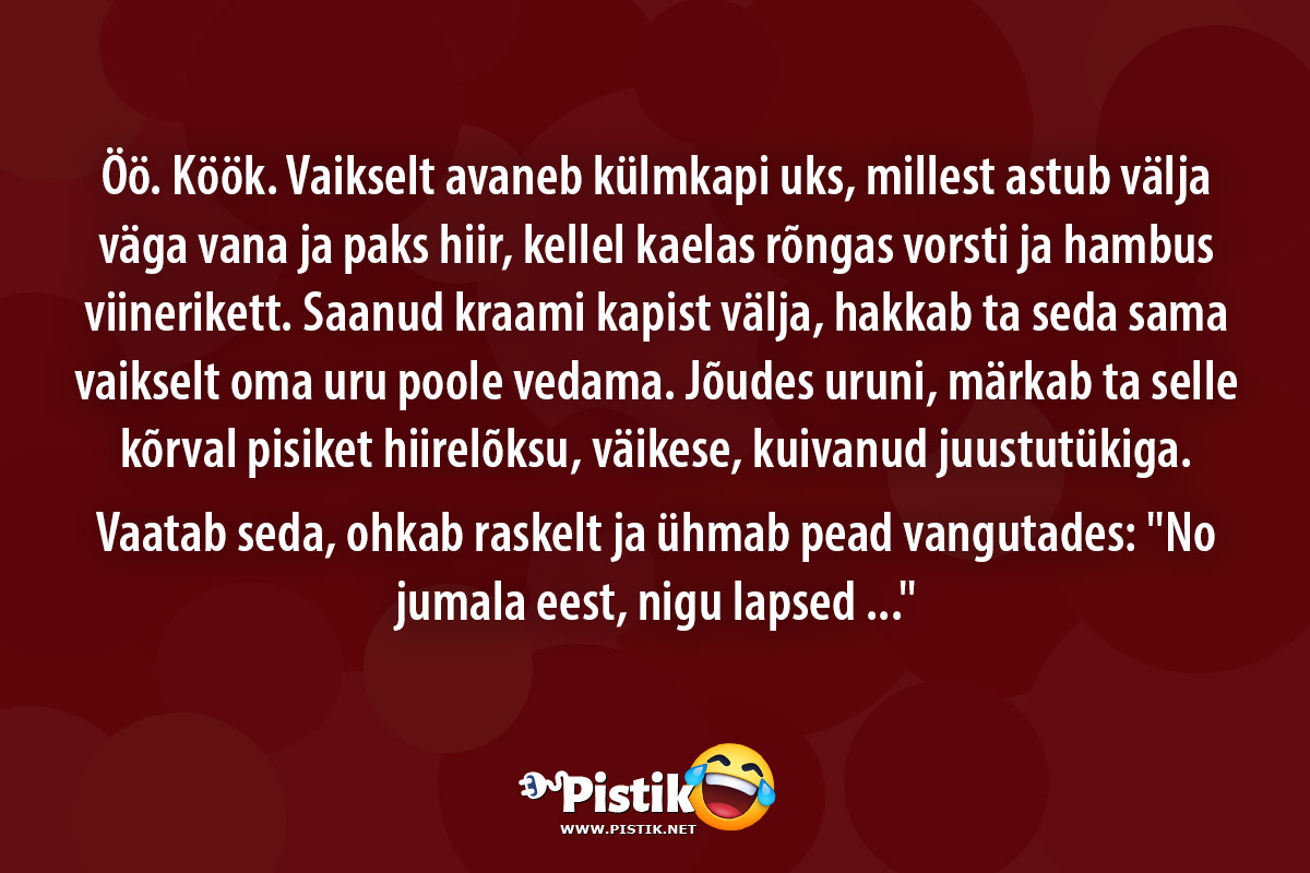 Öö. Köök. Vaikselt avaneb külmkapi uks, millest astub v ...