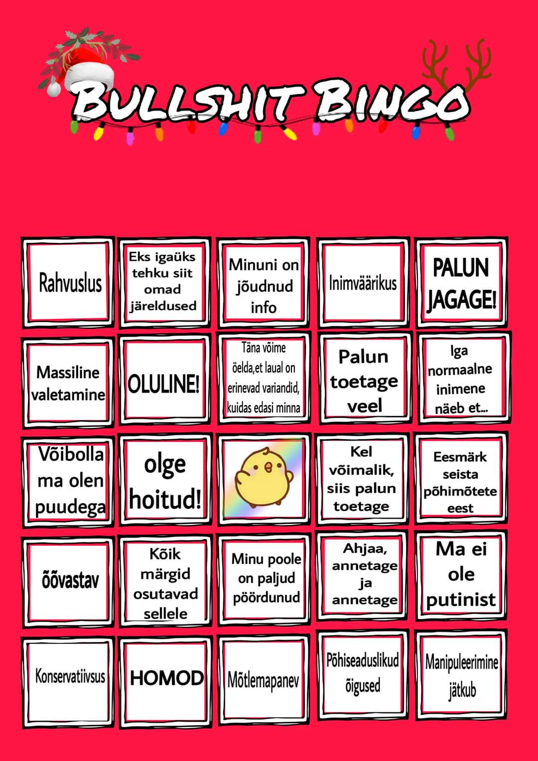 Sotsiaalmeedia bingo endast lugupidavale uhuule