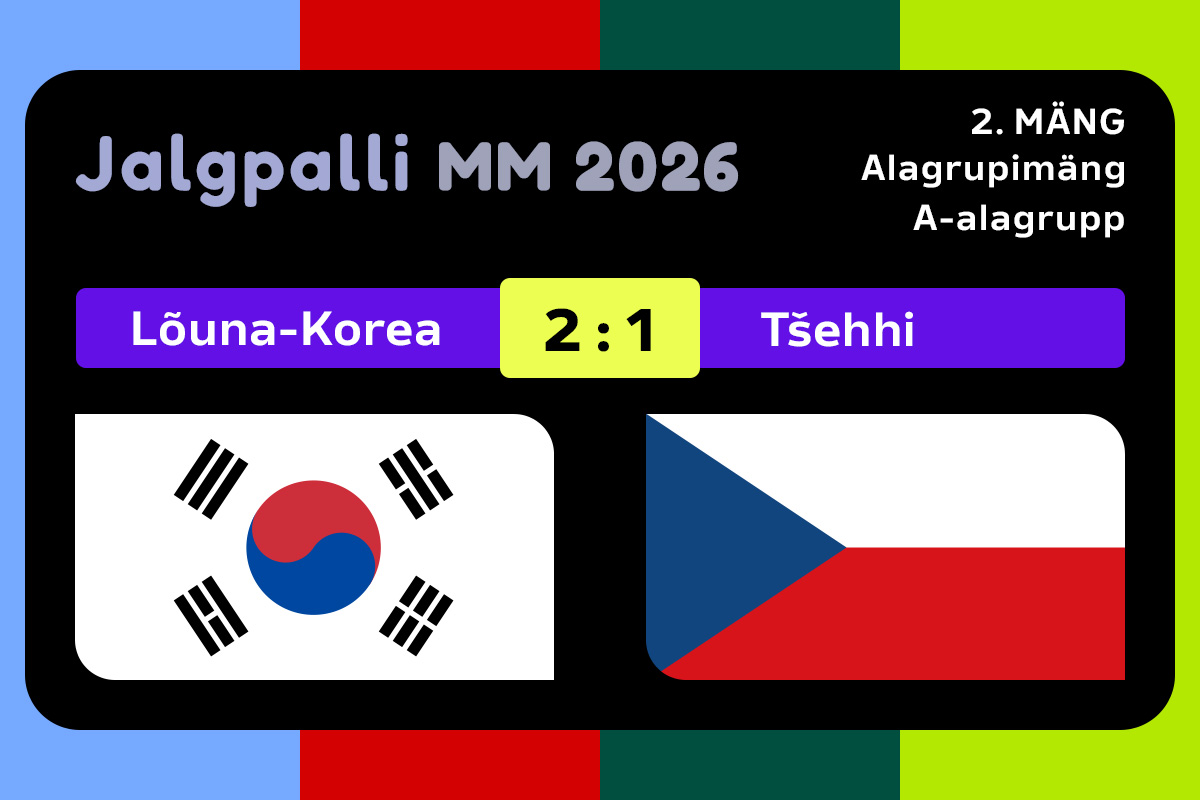 Lõuna-Korea tuli kaotusseisust välja ja alistas lõpuks Tšehhi Lõuna-Korea tuli kaotusseisust välja ja alistas lõpuks Tšehhi