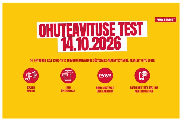Täna pärastlõunal kõlavad üle Eesti ohusireenid, Päästeamet testib EE-ALARMi Täna pärastlõunal kõlavad üle Eesti ohusireenid, Päästeamet testib EE-ALARMi
