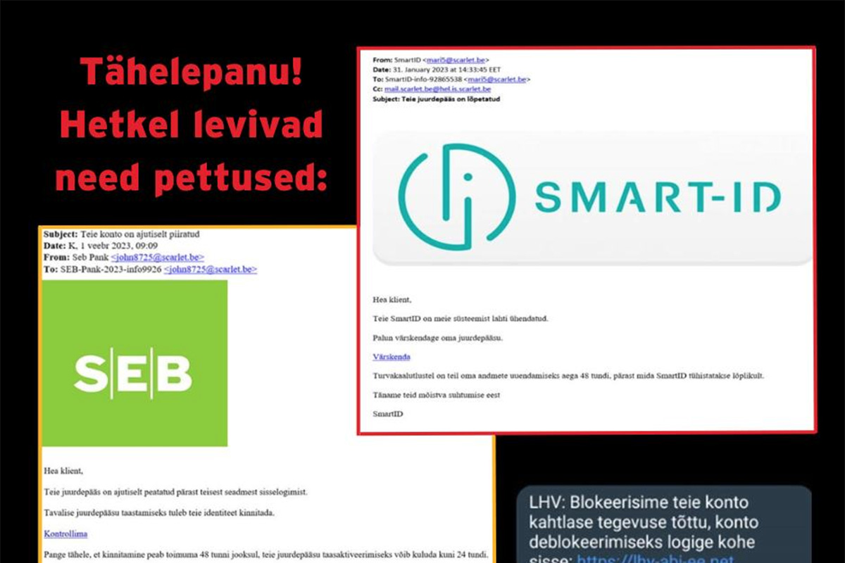 Politsei hoiatab SEB, Smart-ID ja LHV nimel levivate pettuste eest