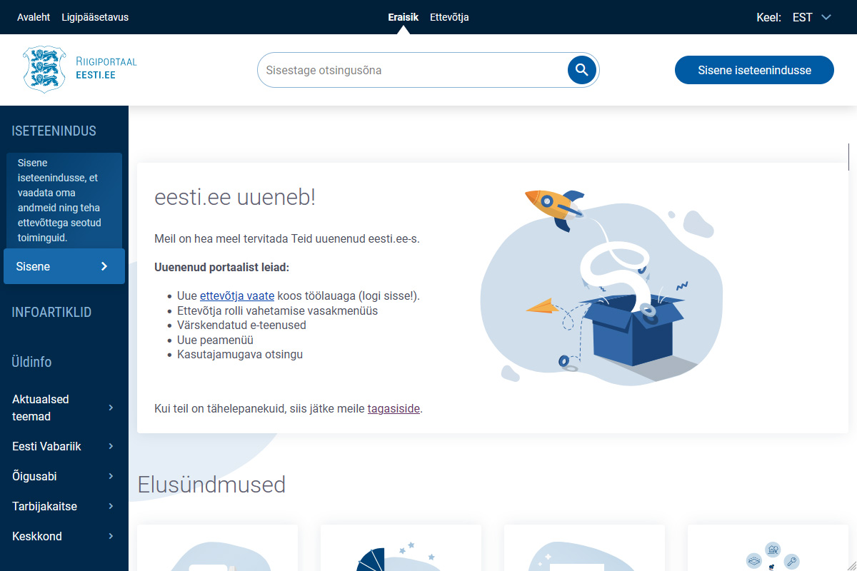 Riigiportaal eesti.ee on nüüd üle kolinud uude keskkonda