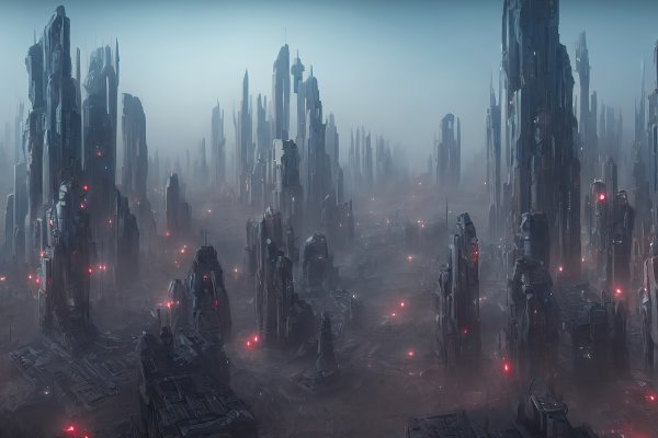 Tulnukate futuristlik linn, mis katab kogu planeedi pinna – taustapilt