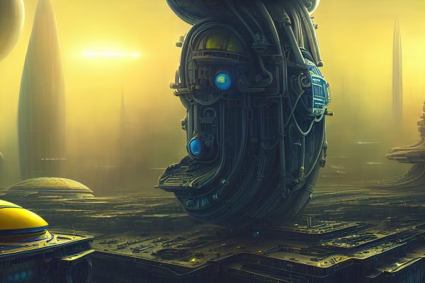 Futuristlik linn ja kosmoselaev – taustapilt